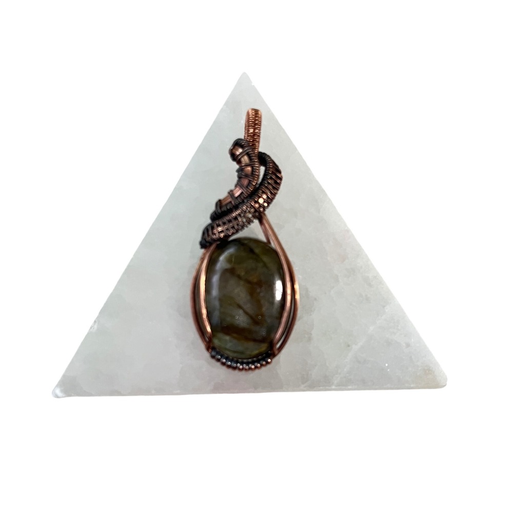 Handmade Pendant Necklace‎ Copper Labradorite Wire Wrapped Gemstone